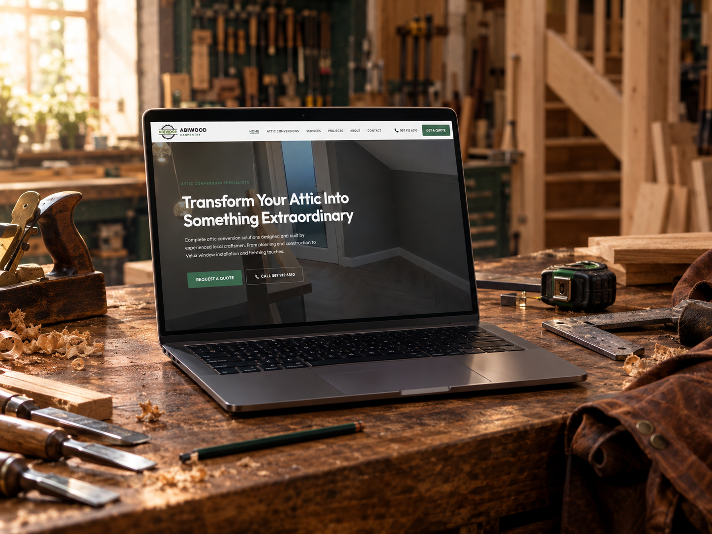Screenshot of ABIWOOD Carpentry website