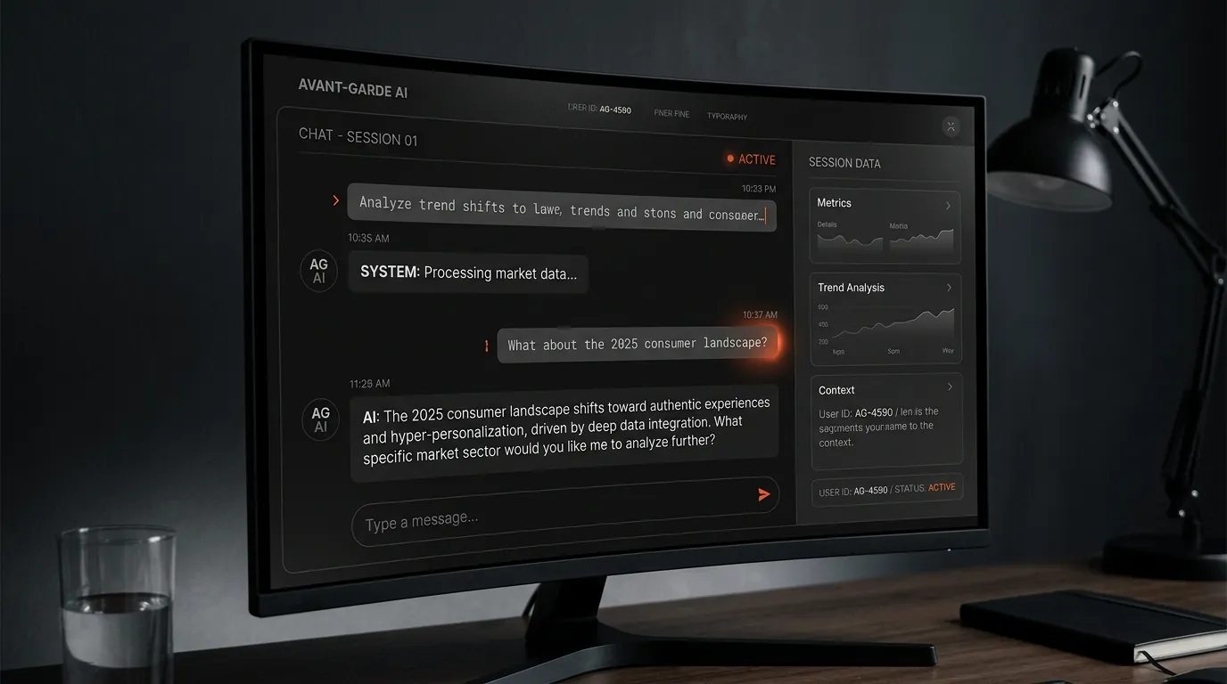 High-end tech AI chatbot interface mockup