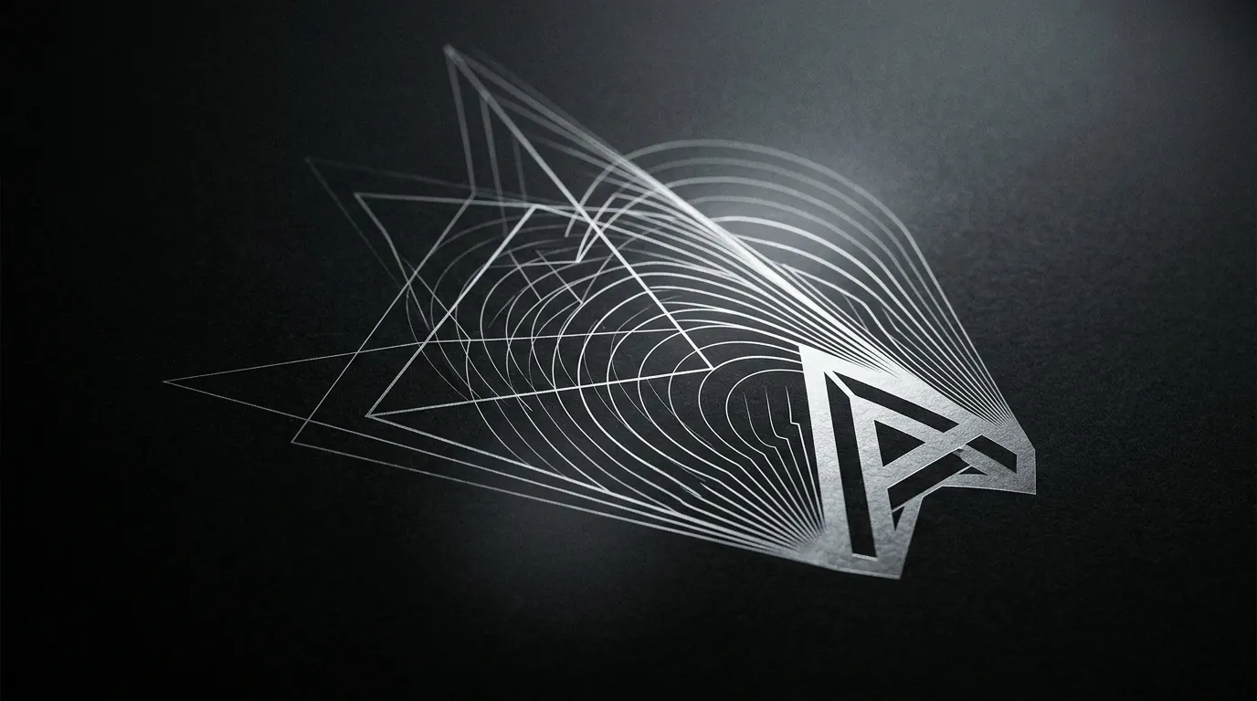 Precise geometric lines turning into a solid vector shape